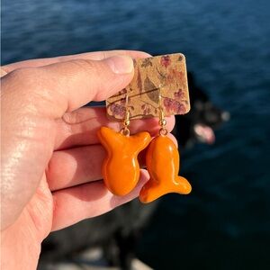 Polymer clay gold fish Earrings